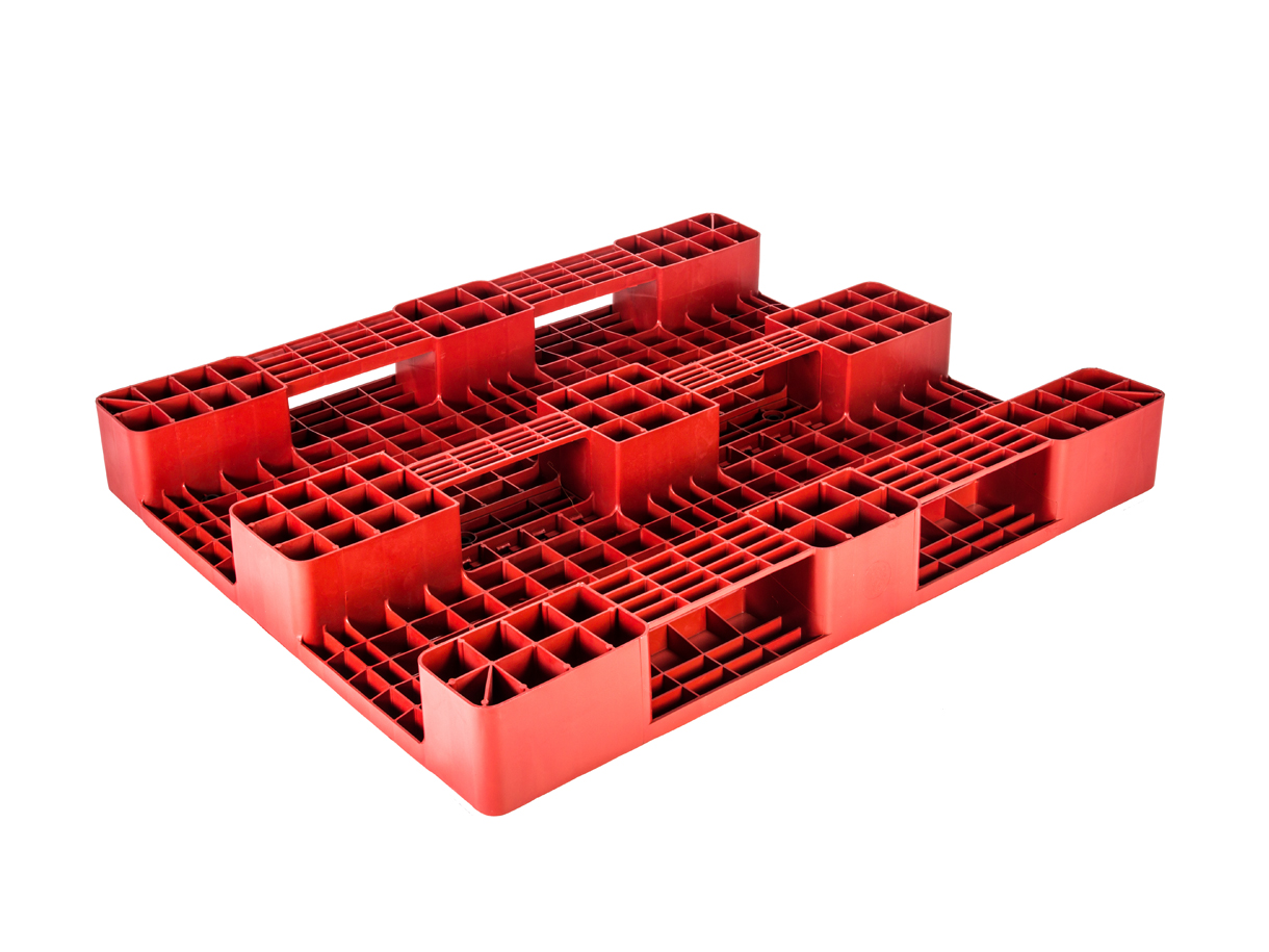 Czerwona ażurowa paleta plastikowa