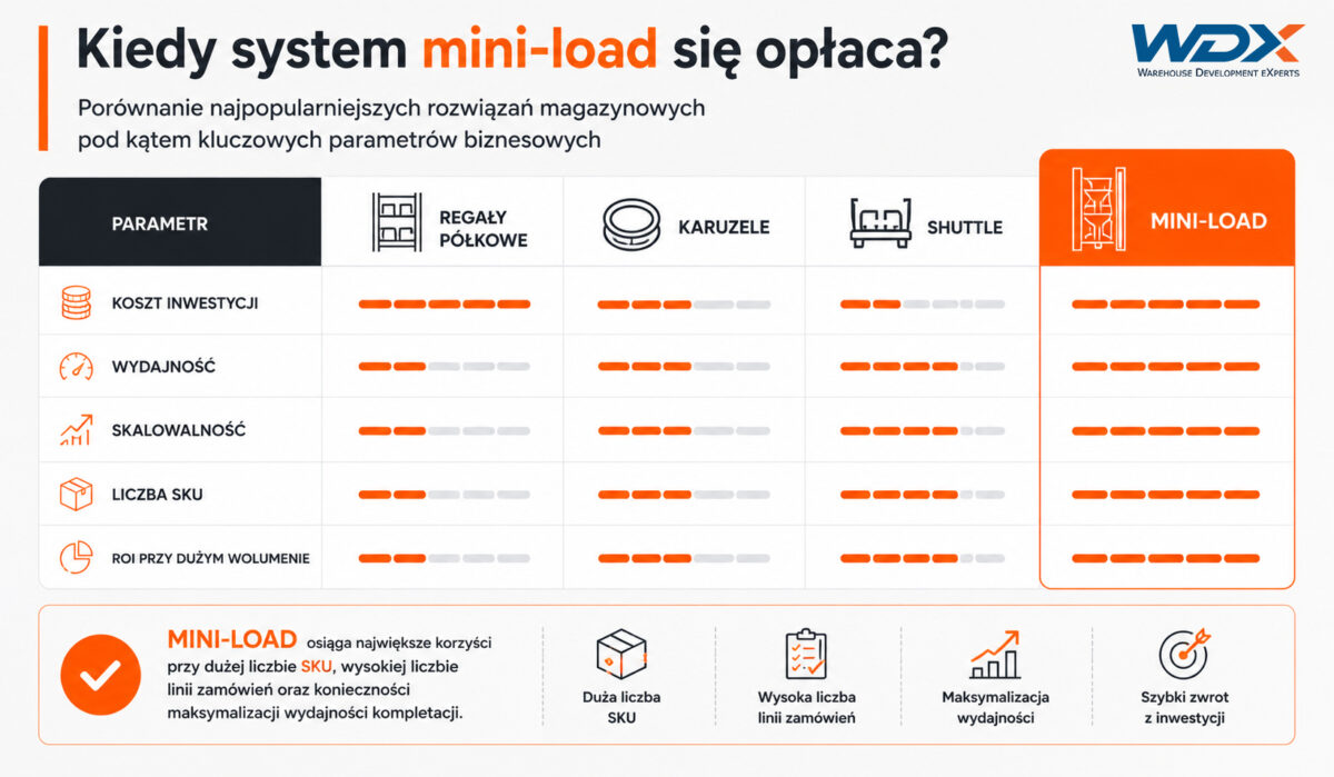 infografika wizualizująca opłacalność systemu mini-load